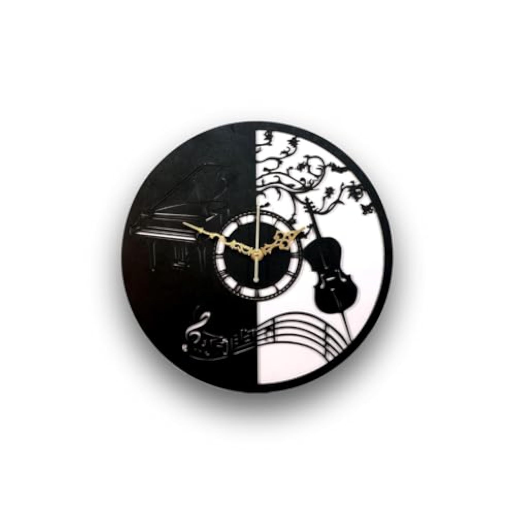 Musical Theme Wall Clock with Piano and Violin Design